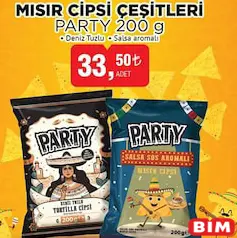 PARTY MISIR CİPSİ ÇEŞİTLERİ 200 G fiyat ve kampanya bilgisi
